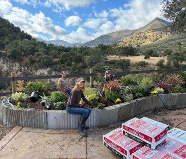 Planting flowers in Sunset Park, Coelho Ranch