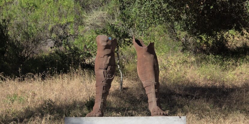 Brazen, statue of two legs outdoors