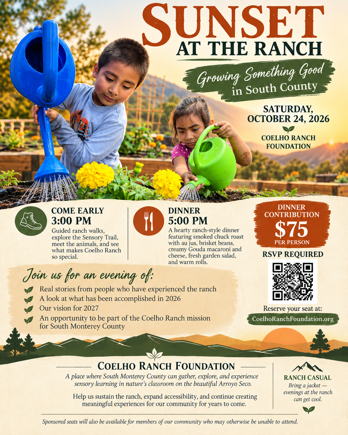 Sunset at the ranch flyer in English